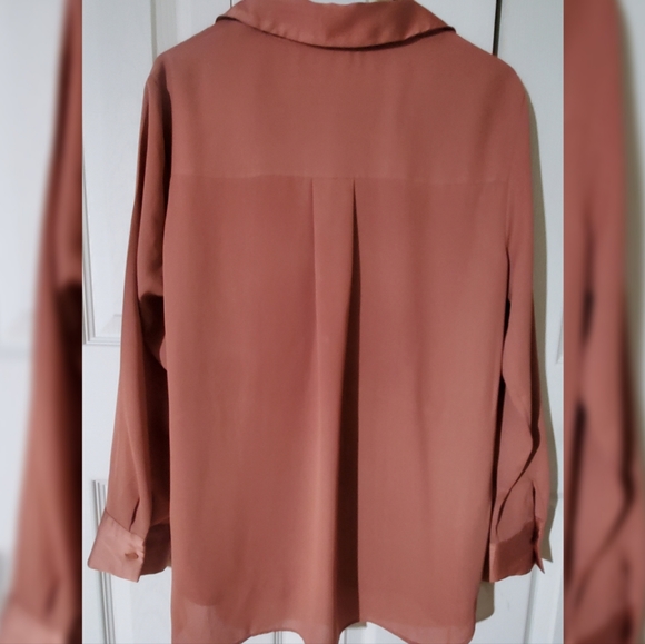 Mango Chiffon Button Top in Brown - Picture 2 of 4